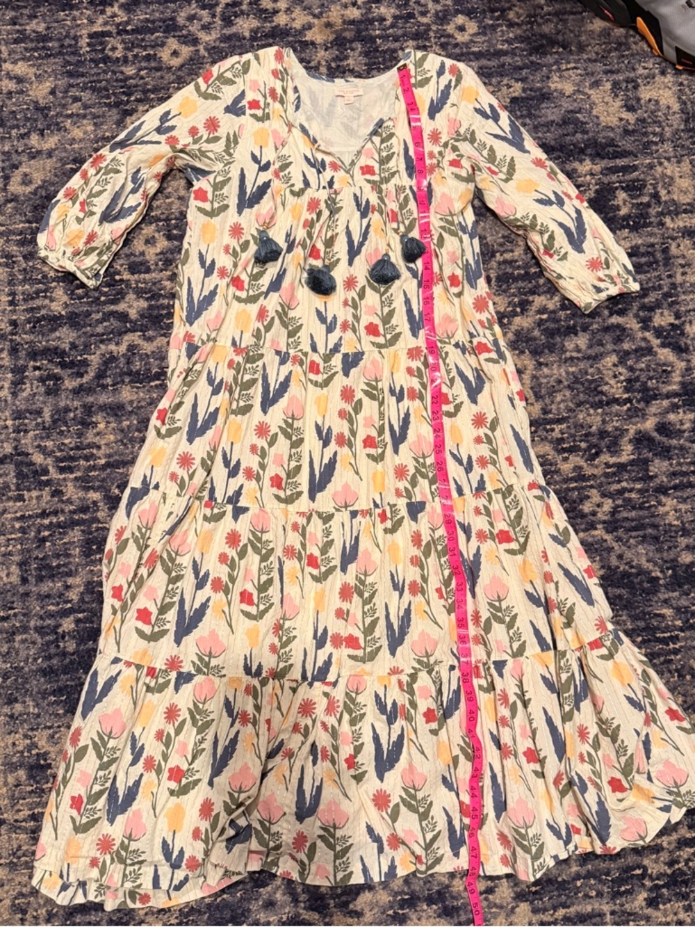 Pink Chicken Cream Floral Tiered V-Neck Dress - Picture 4 of 6